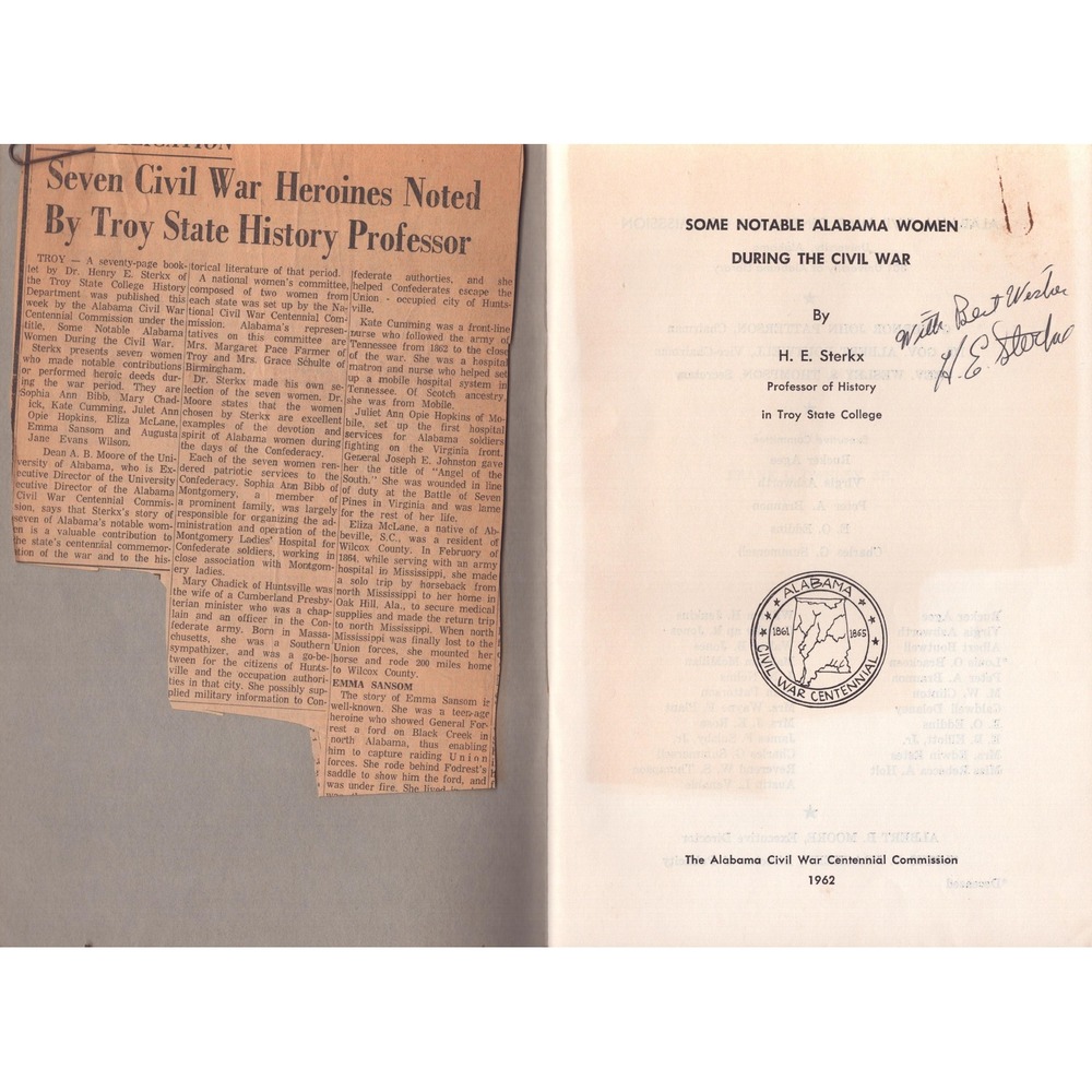 Some Notable Alabama Women During the Civil War 1962 H. E. Sterkx Signed Booklet - Picture 4 of 4